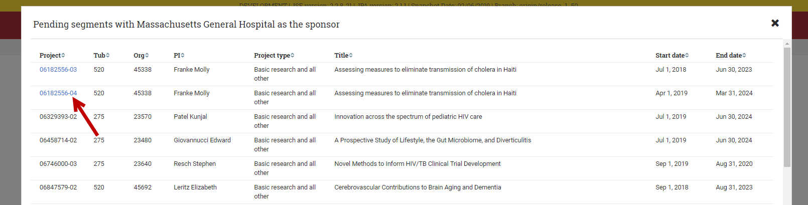 External organization homepage pending segments modal