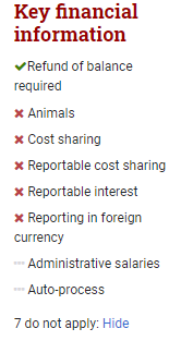 Financial deliverable key information