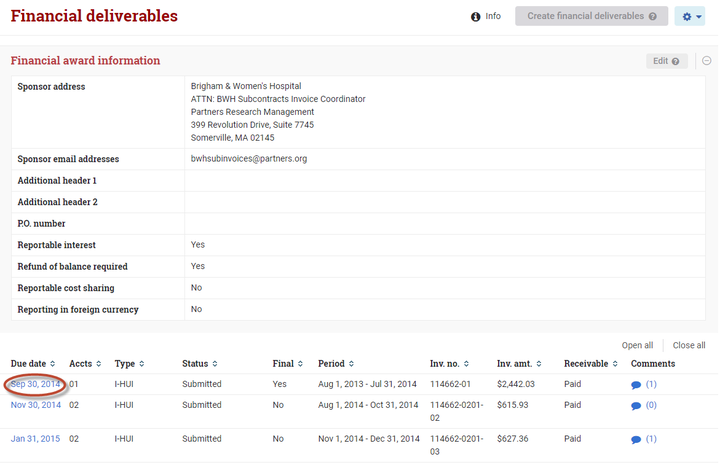 SCR_0297 Scheduled Financial Deliverables Due Date Link
