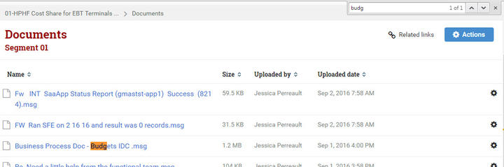 The GMAS document repository screen with the browser search being used.