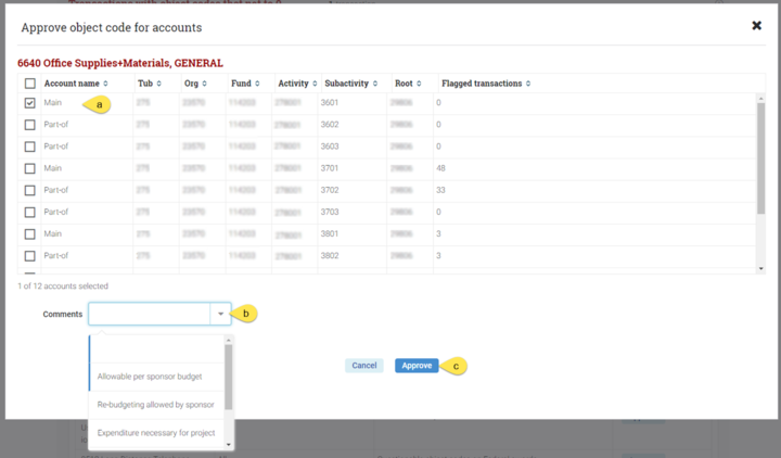 Transaction Monitoring Screen Approving a Monitored Object Code