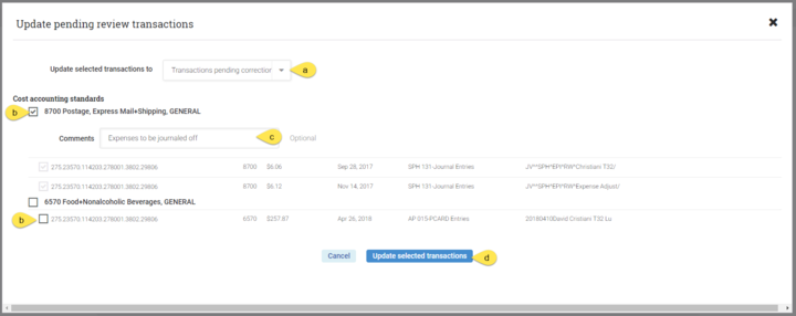 Transaction monitoring updating transactions