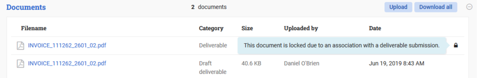 The document repository of the financial deliverable in GMAS